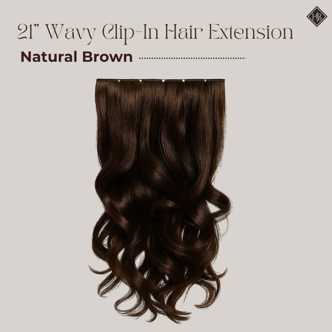 21” Wavy Clip-In Hair Extension – Natural Brown