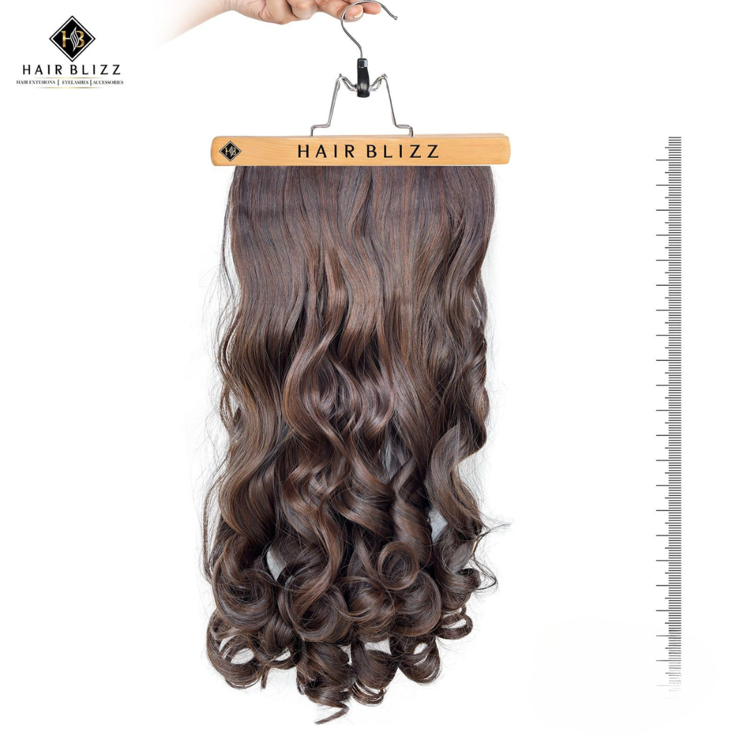 22” Curly Clip-In Hair Extension – Chestnut Brown, Defined Curls