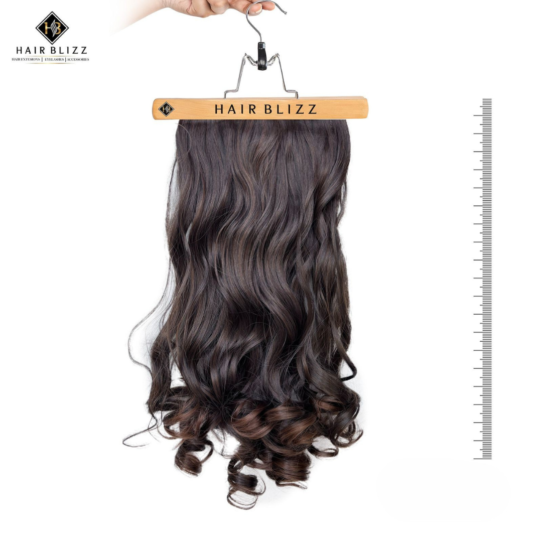 22” Curly Clip-In Hair Extension – Natural Brown, Soft Curls with Natural Shine