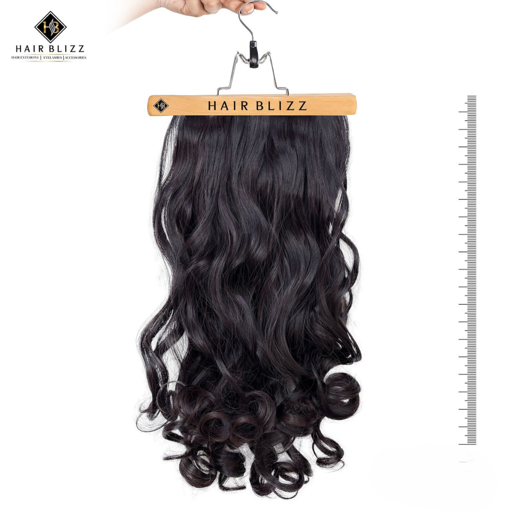 22” Curly Clip-In Hair Extension – Dark Brown, Full Volume Curls