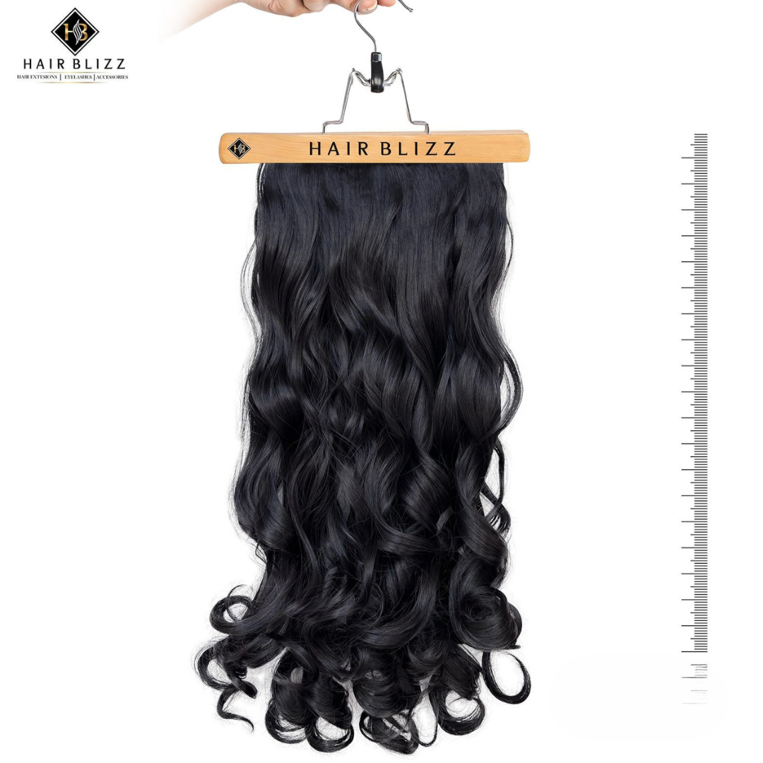 22” Curly Clip-In Hair Extension – Jet Black, Deep Defined Curls