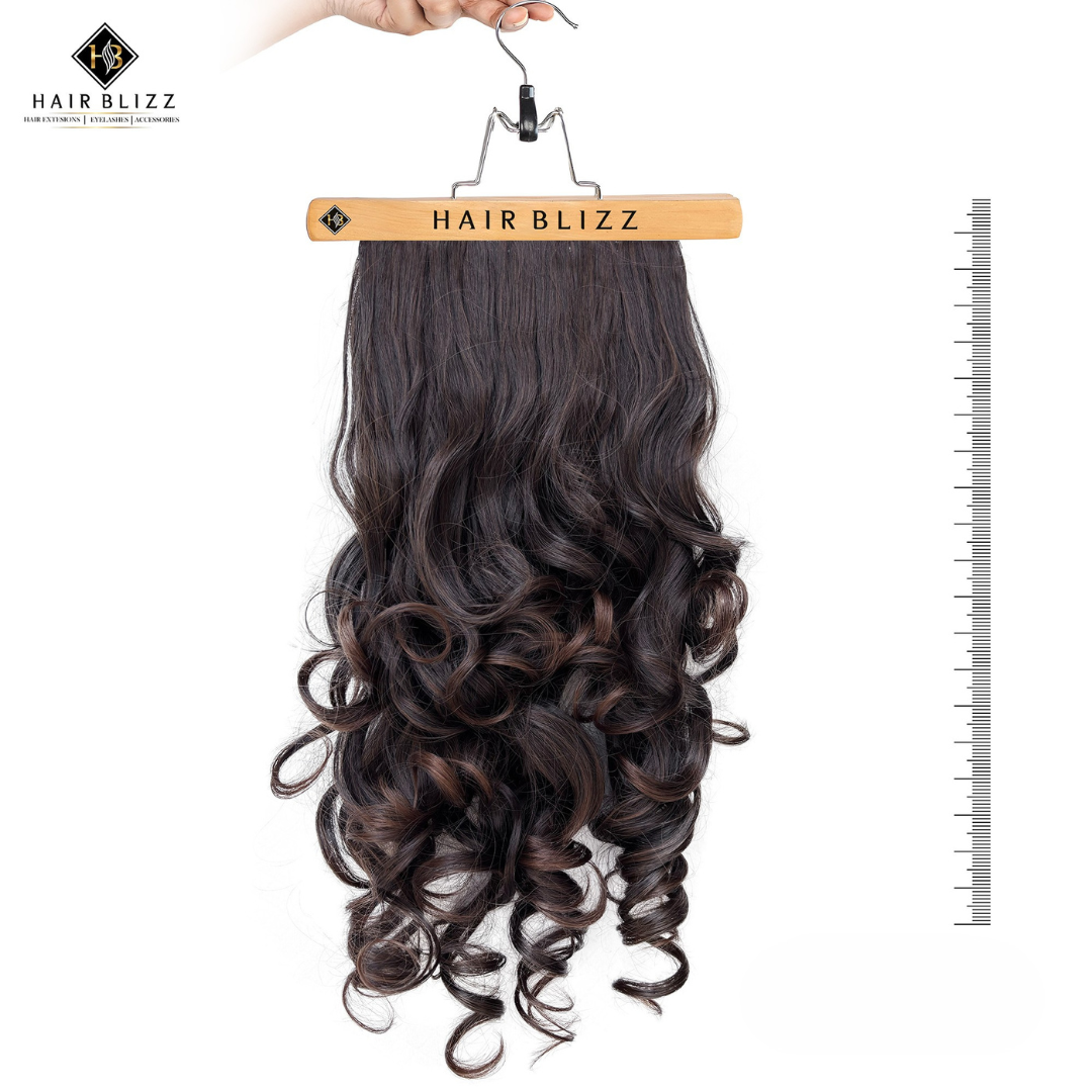 20” Curly Clip-In Hair Extension – Light Brown, Spiral Finish