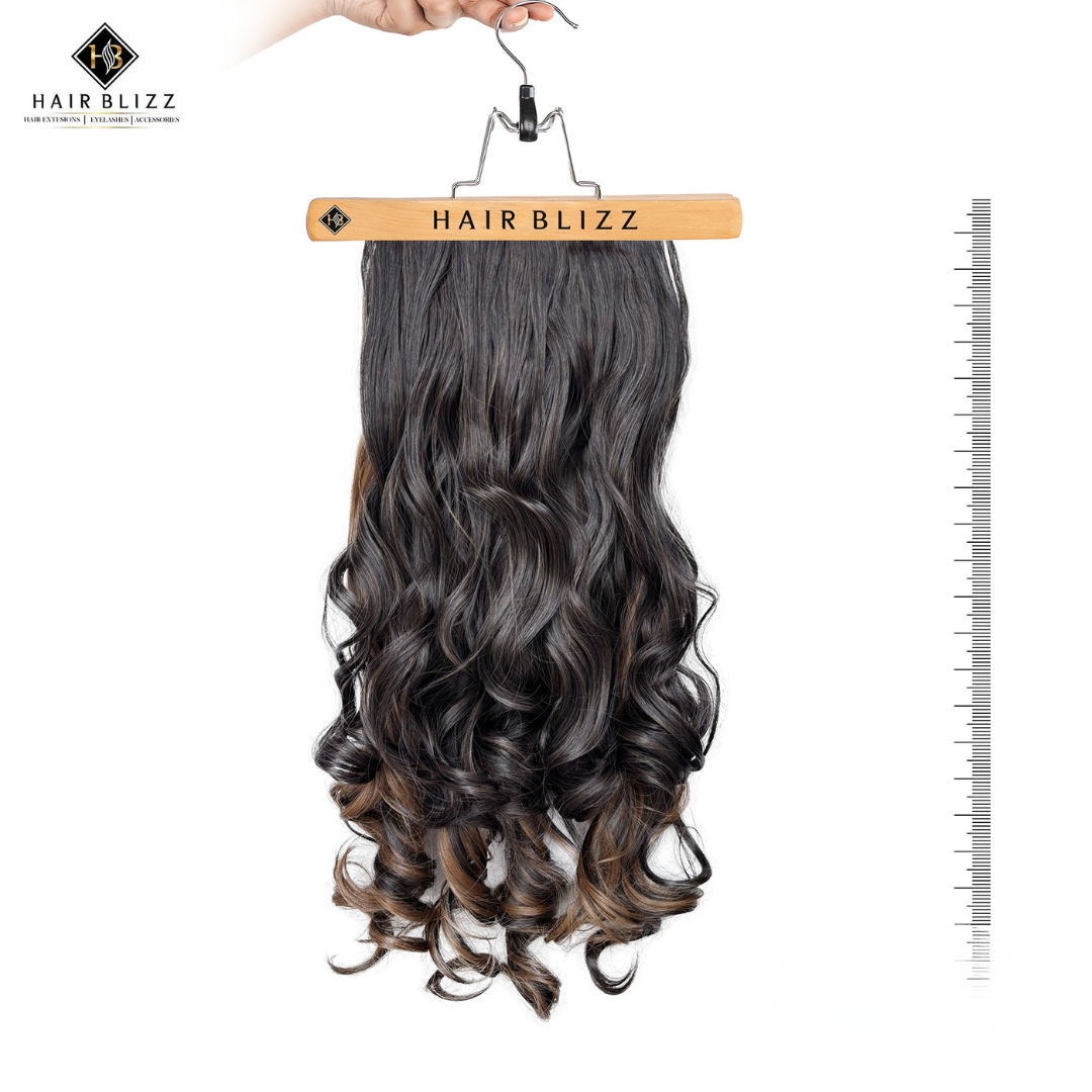 22” Wavy Clip-In Hair Extension – Highlighted Brown