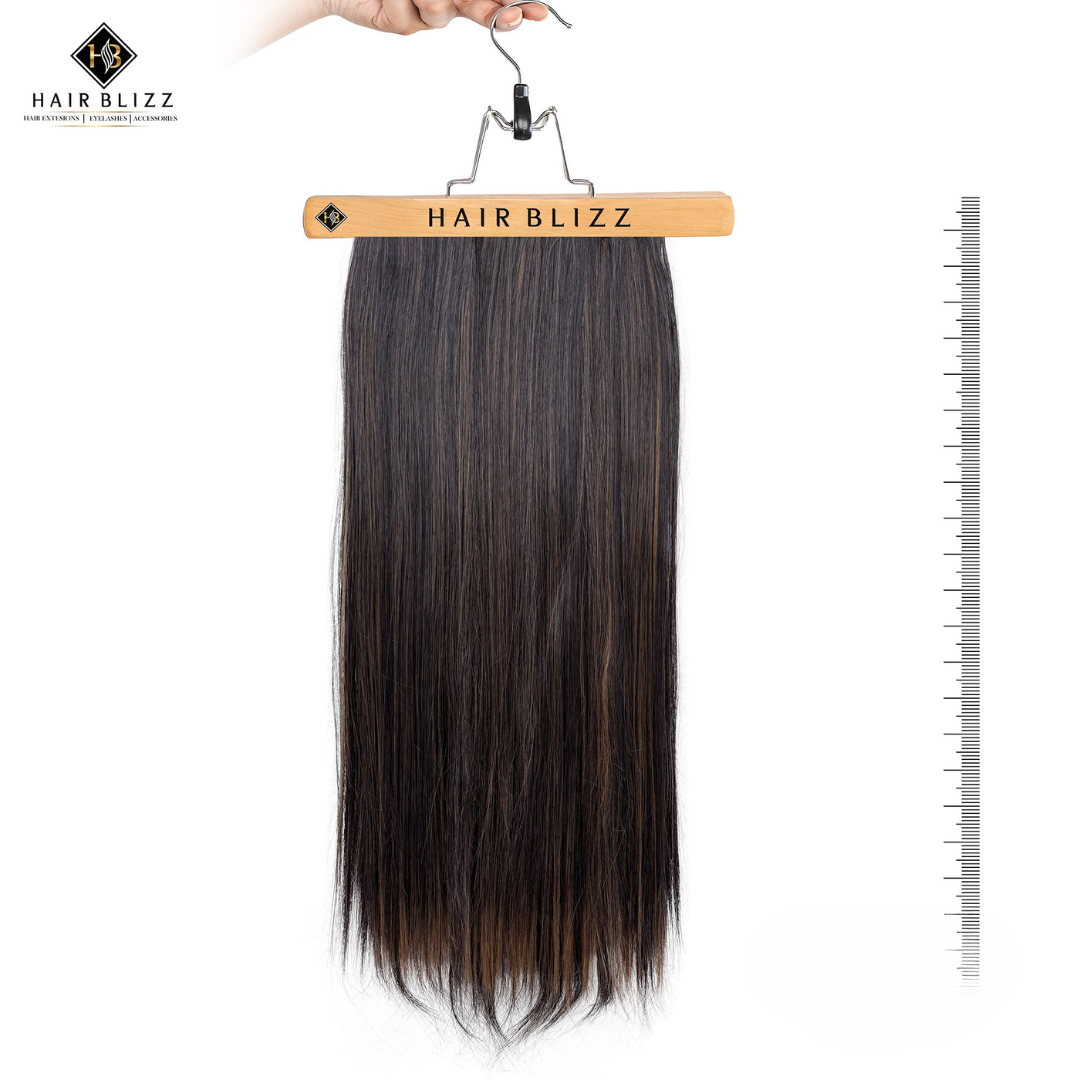 22” Straight Clip-In Extension – Warm Mocha Highlights