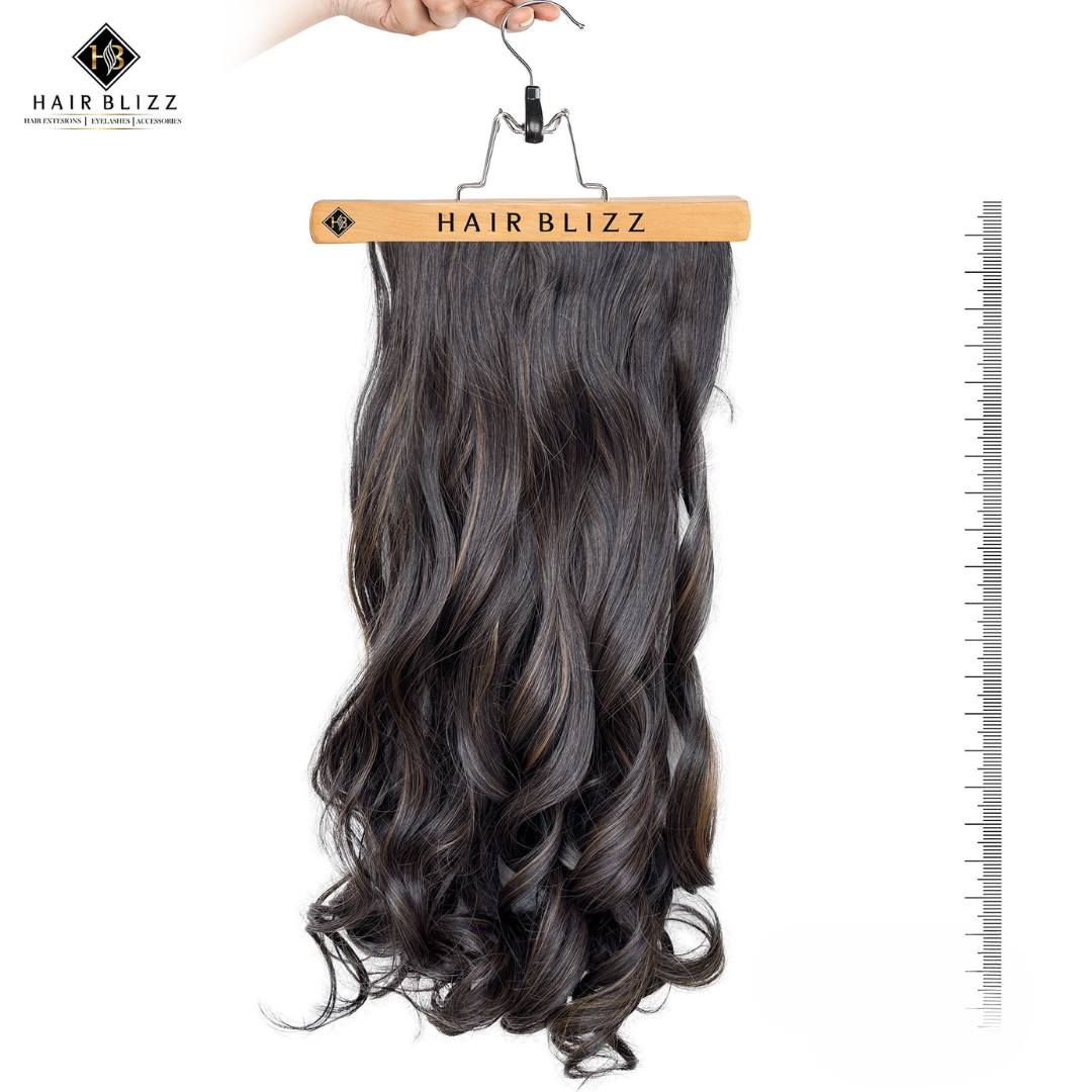 18” Wavy Clip-In Hair Extension – Ash Brown with Soft Highlights